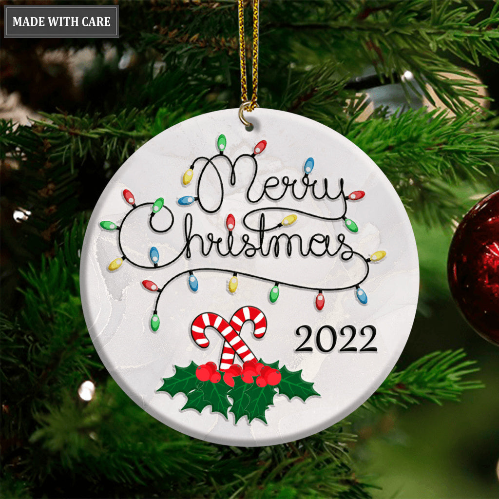 Merry Christmas Lights And Candy Ornament