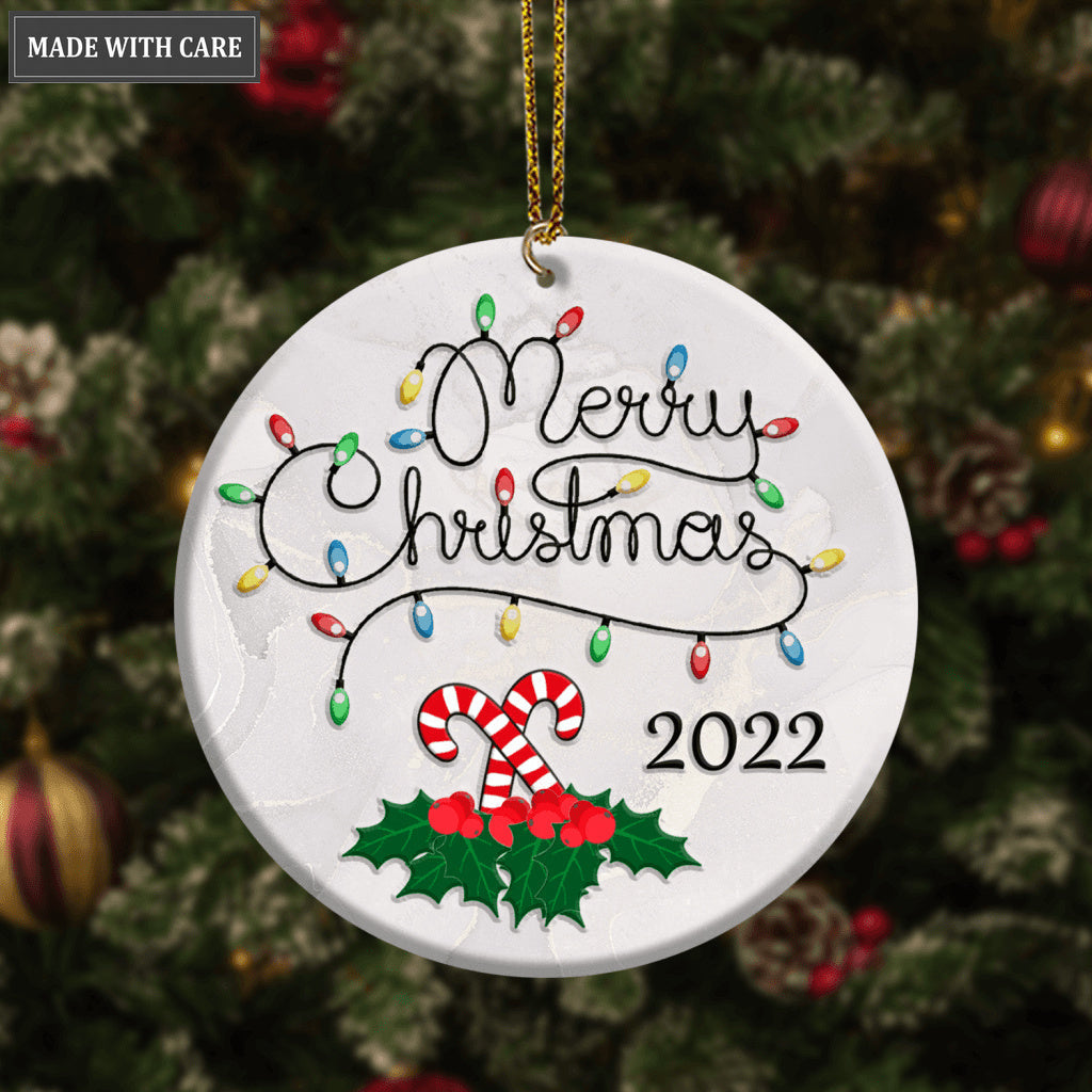 Merry Christmas Lights And Candy Ornament