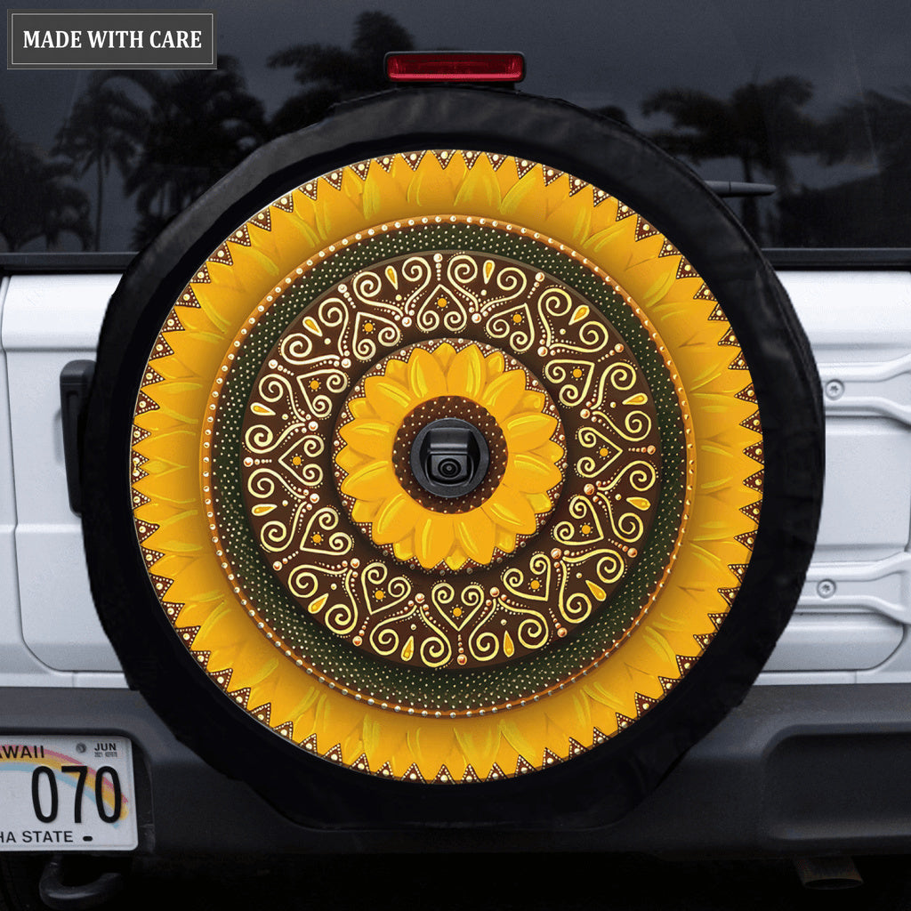Mandala Sunflower Tire Cover Car Accessories