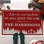Christmas Pine Cross As For Me And My House Personalized Doormat