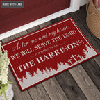 Christmas Pine Cross As For Me And My House Personalized Doormat