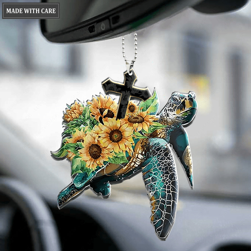 Sunflower Cross Turtle Ornament