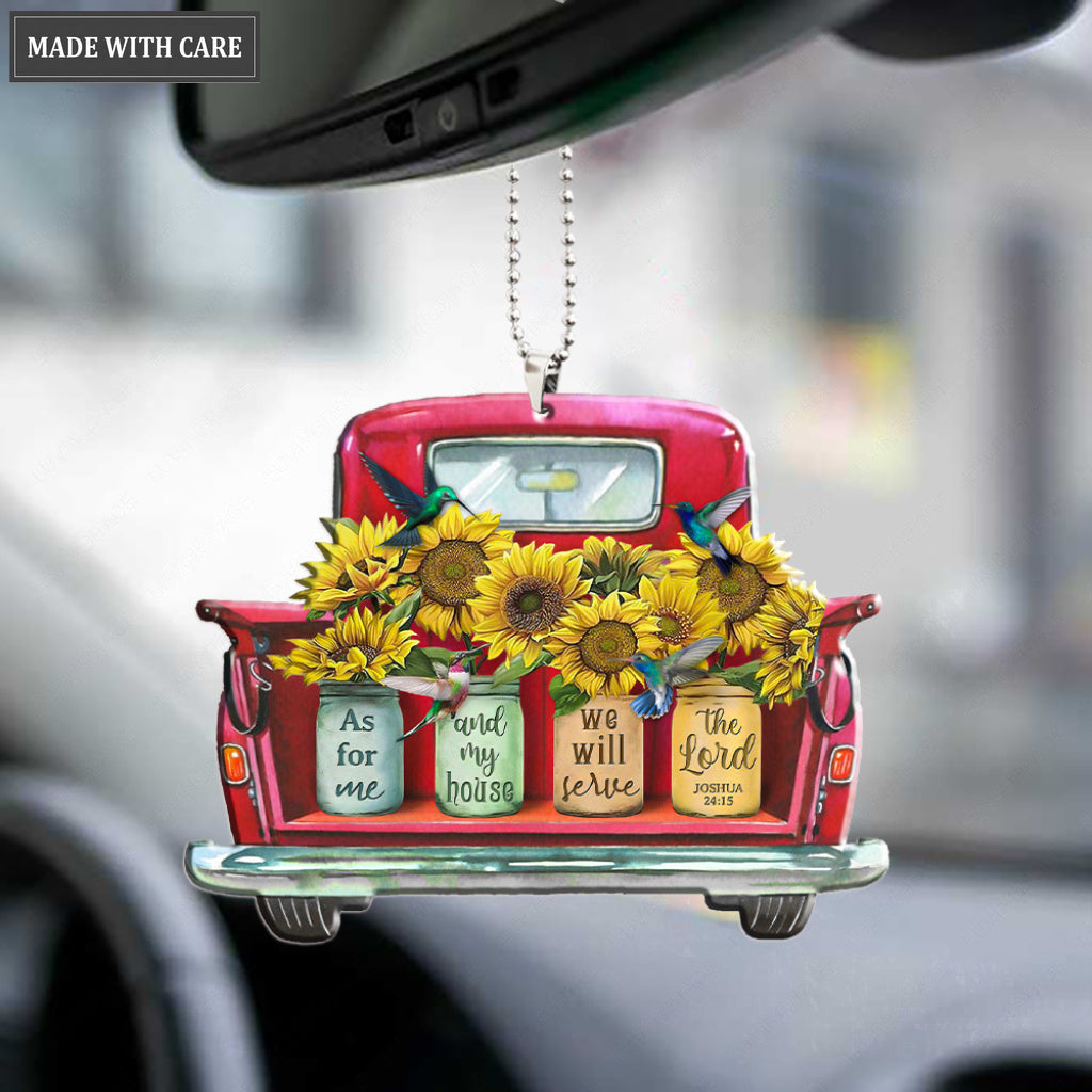 Sunflower Pots Truck Serve The Lord Ornament