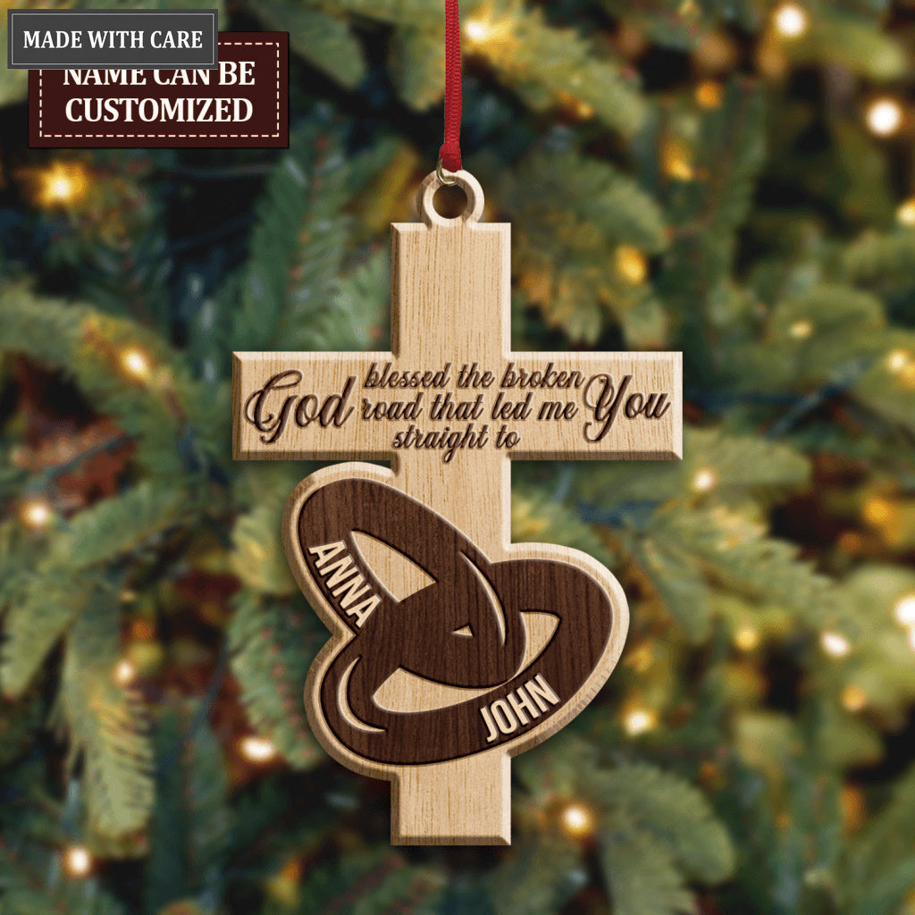 Luvingrace Couple Rings And Cross God Blessed Personalized Ornaments