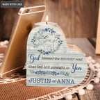 Blue Wood Flower Couple Line Art God Blessed Personalized Candle Holder