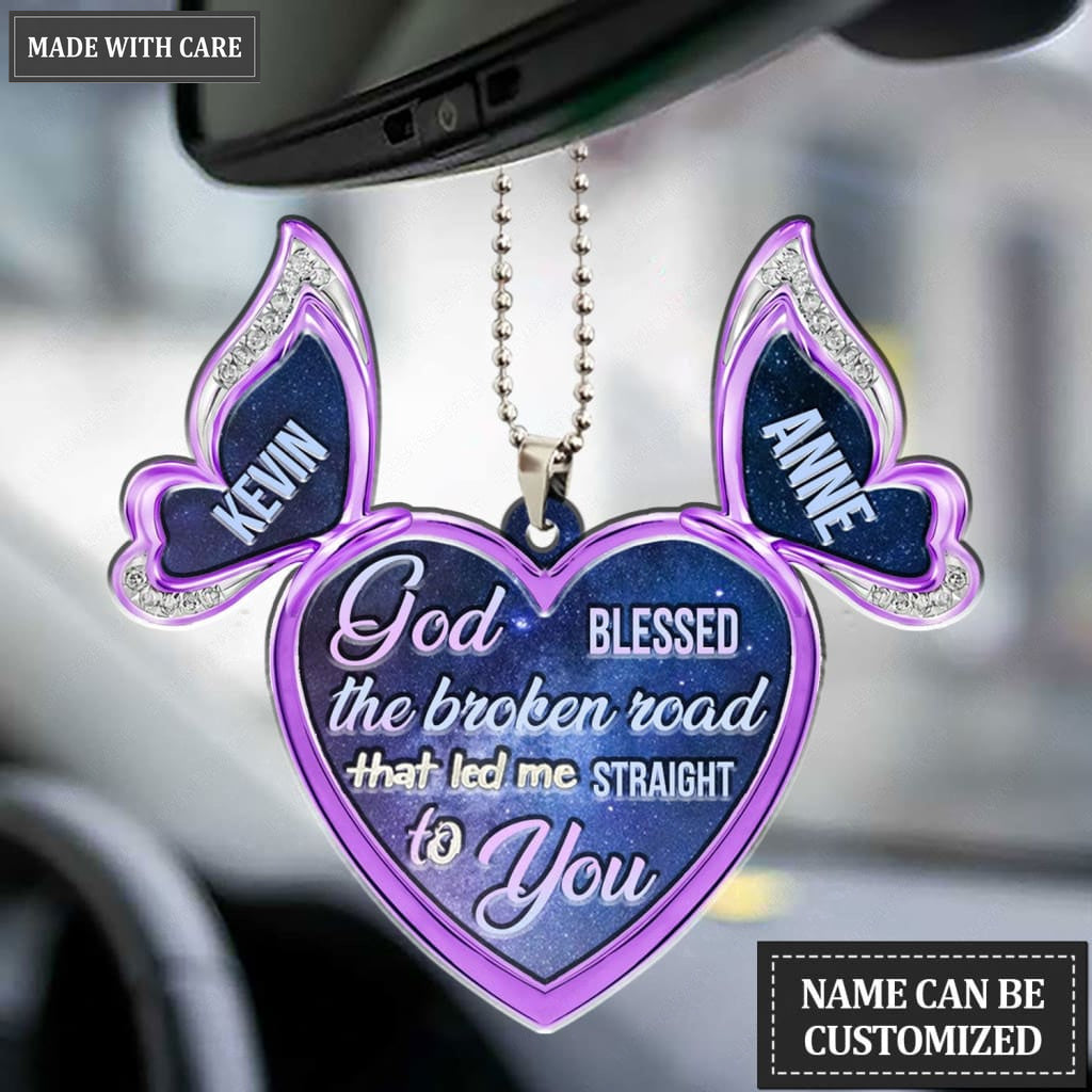 Printfamily M39 Butterfly Couple God Blessed Personalized Ornament
