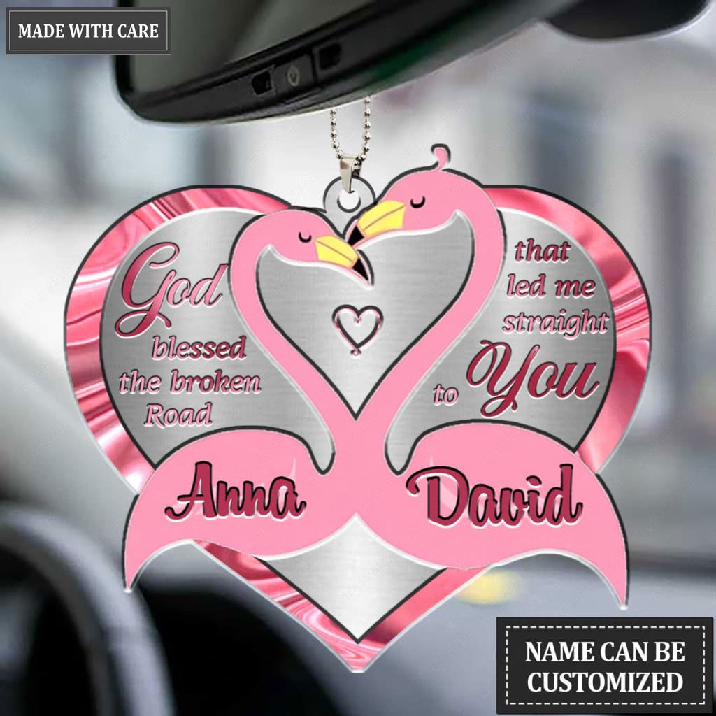 Luvingrace M45 Flamingo Couple God Blessed Personalized Ornament