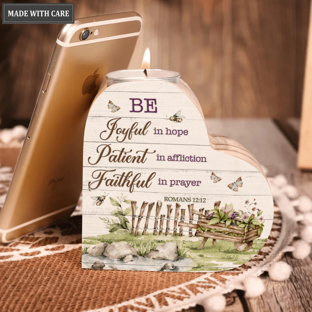 Green Garden Wooden Fence Be Joyful In Hope Candle Holder