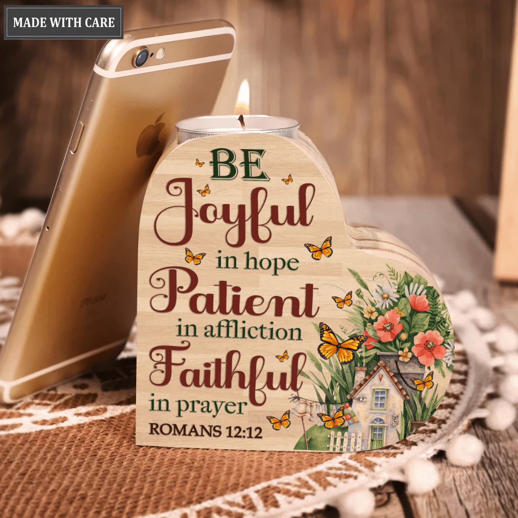 Vintage Flower Garden Butterfly Be Joyful In Hope Candle Holder
