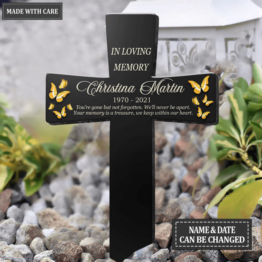Personalized Memorial Cross Plaque Stake