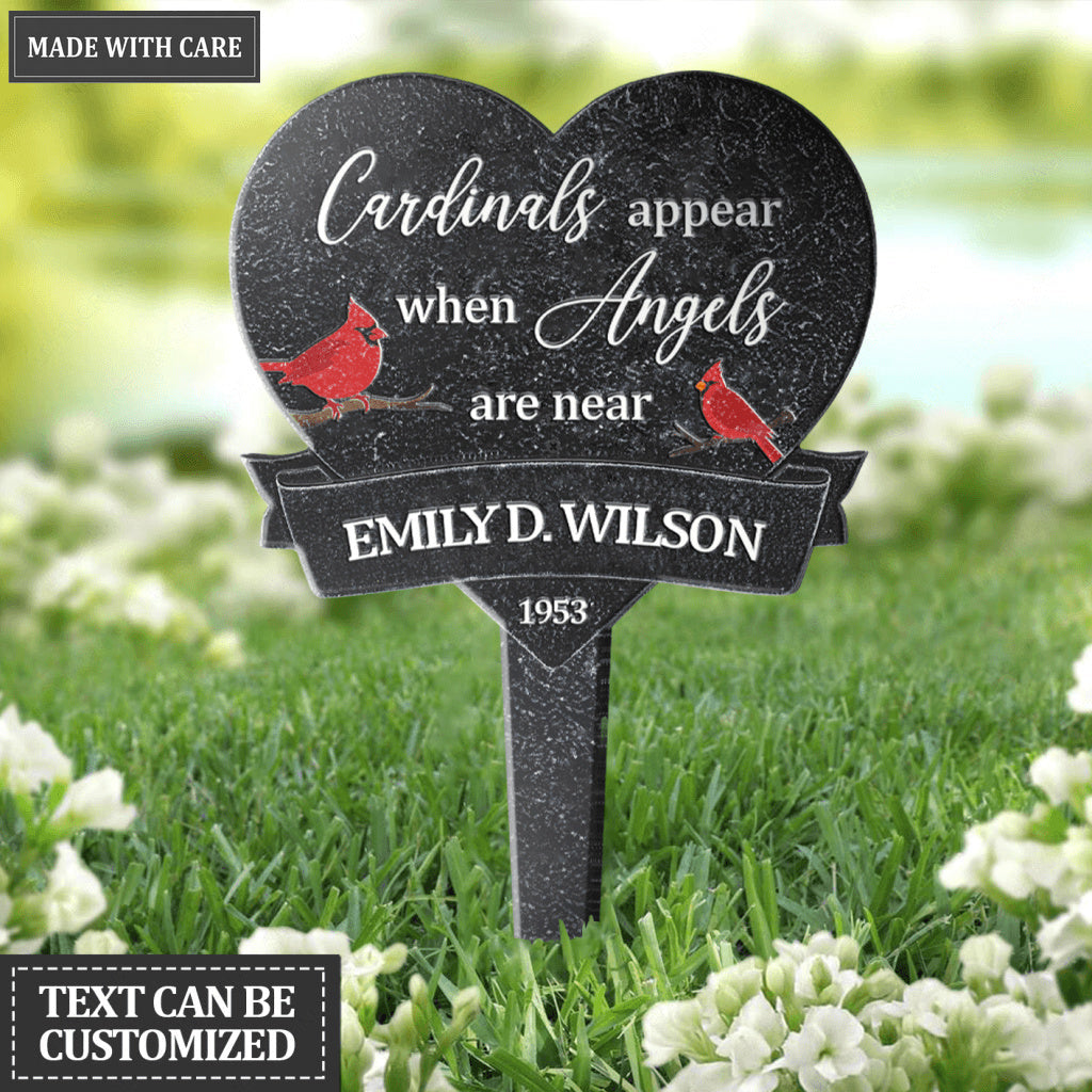 Personalized Memorial Heart With Ribbon Plaque Stake