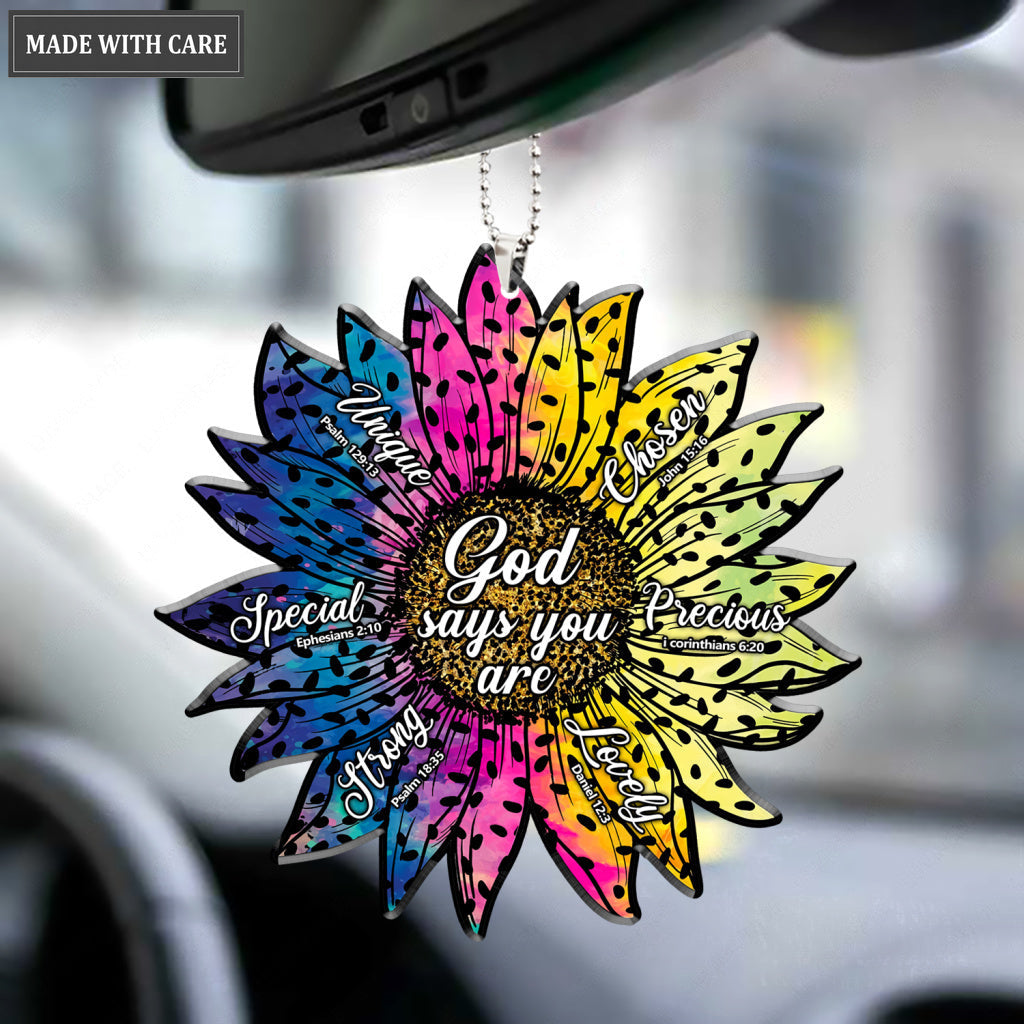 Sunflower Tie Dye God Says You Are Ornament