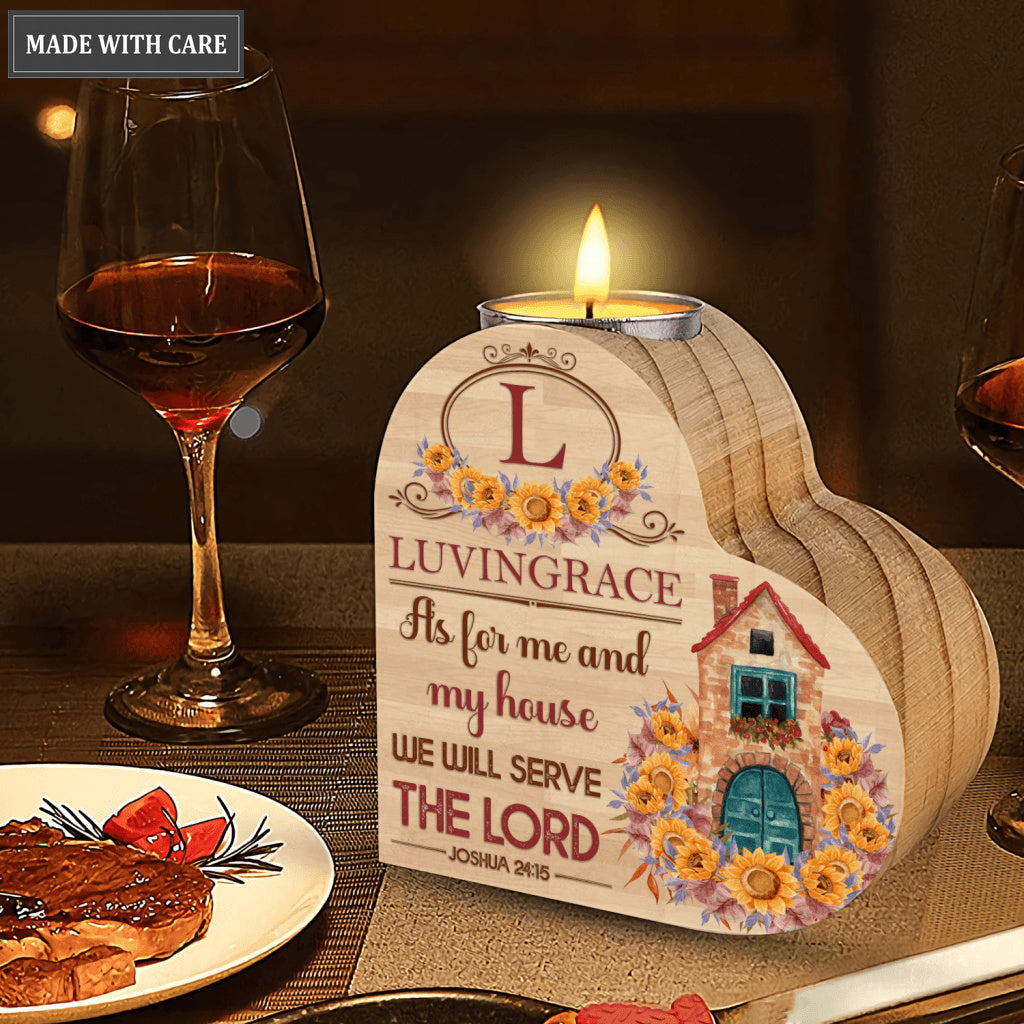 Vintage Sunflower House As For Me And My House Personalized Candle Holder
