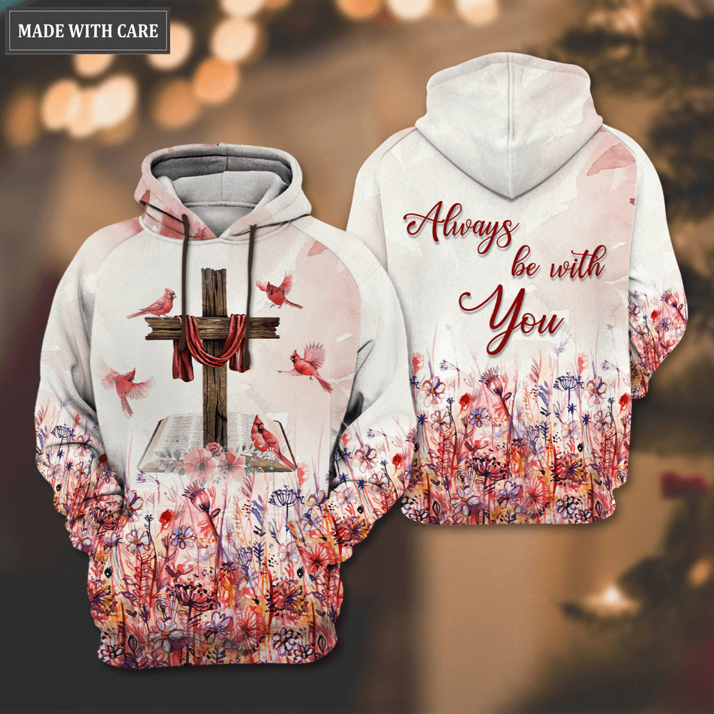 Christmas Cardinal Cross Always Be With You Hoodie