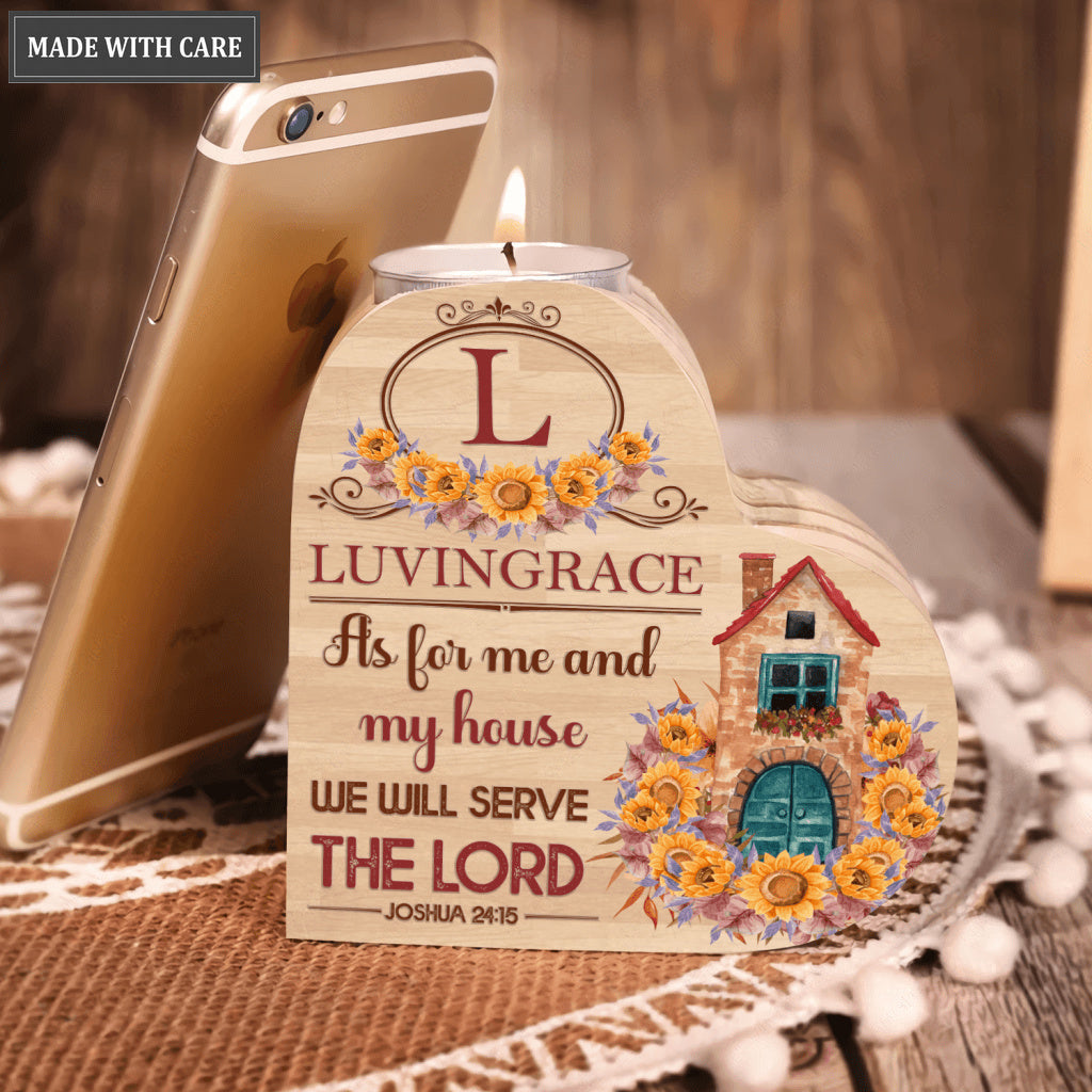 Vintage Sunflower House As For Me And My House Personalized Candle Holder