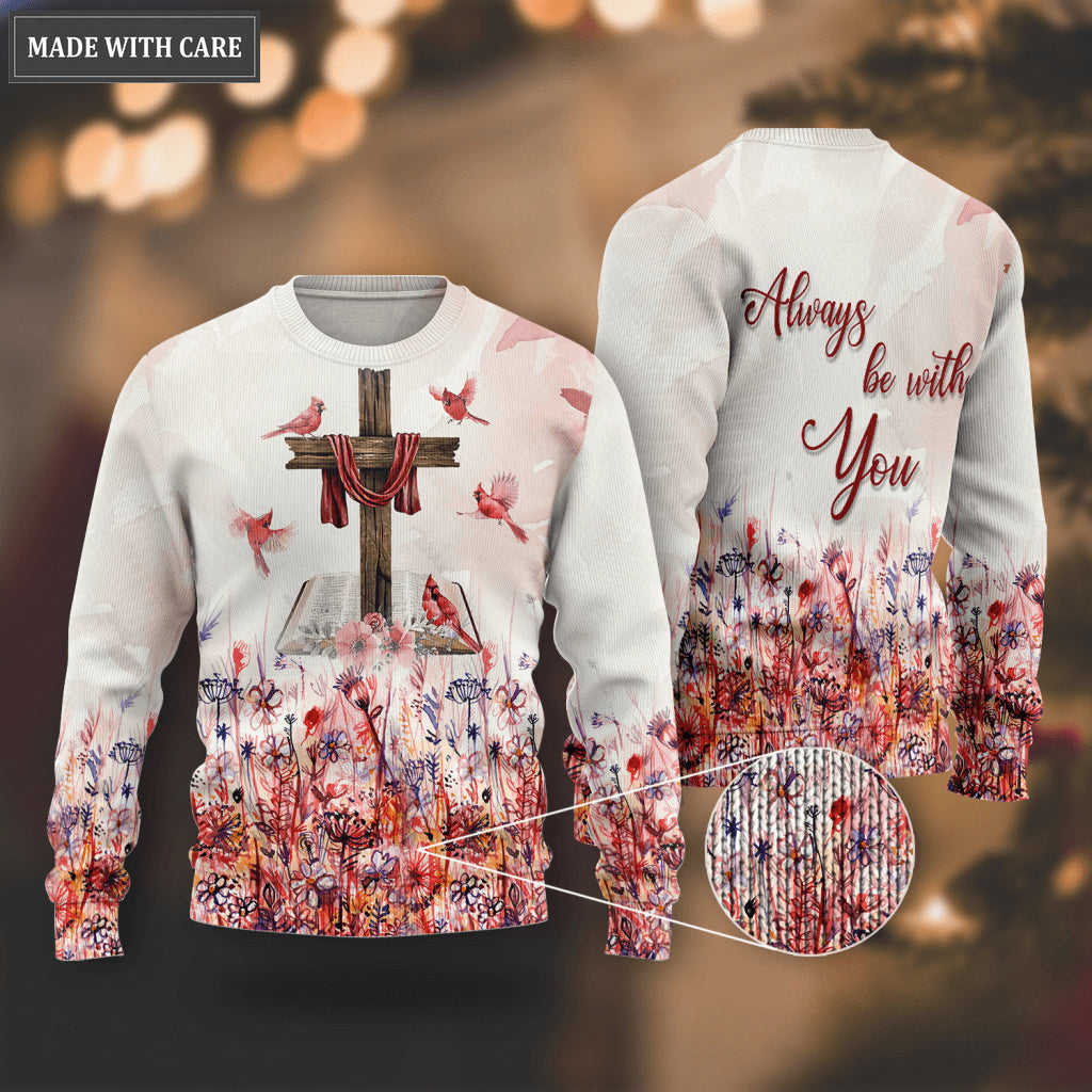 Christmas Cardinal Cross Always Be With You Wool Sweatshirt