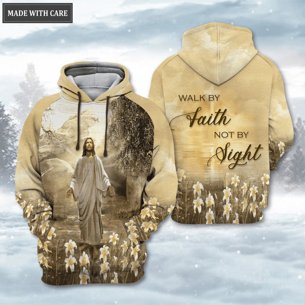 Cross Jesus Flower Walk By Faith Not By Sight Hoodie