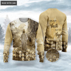 Cross Jesus Flower Walk By Faith Not By Sight Wool Sweatshirt