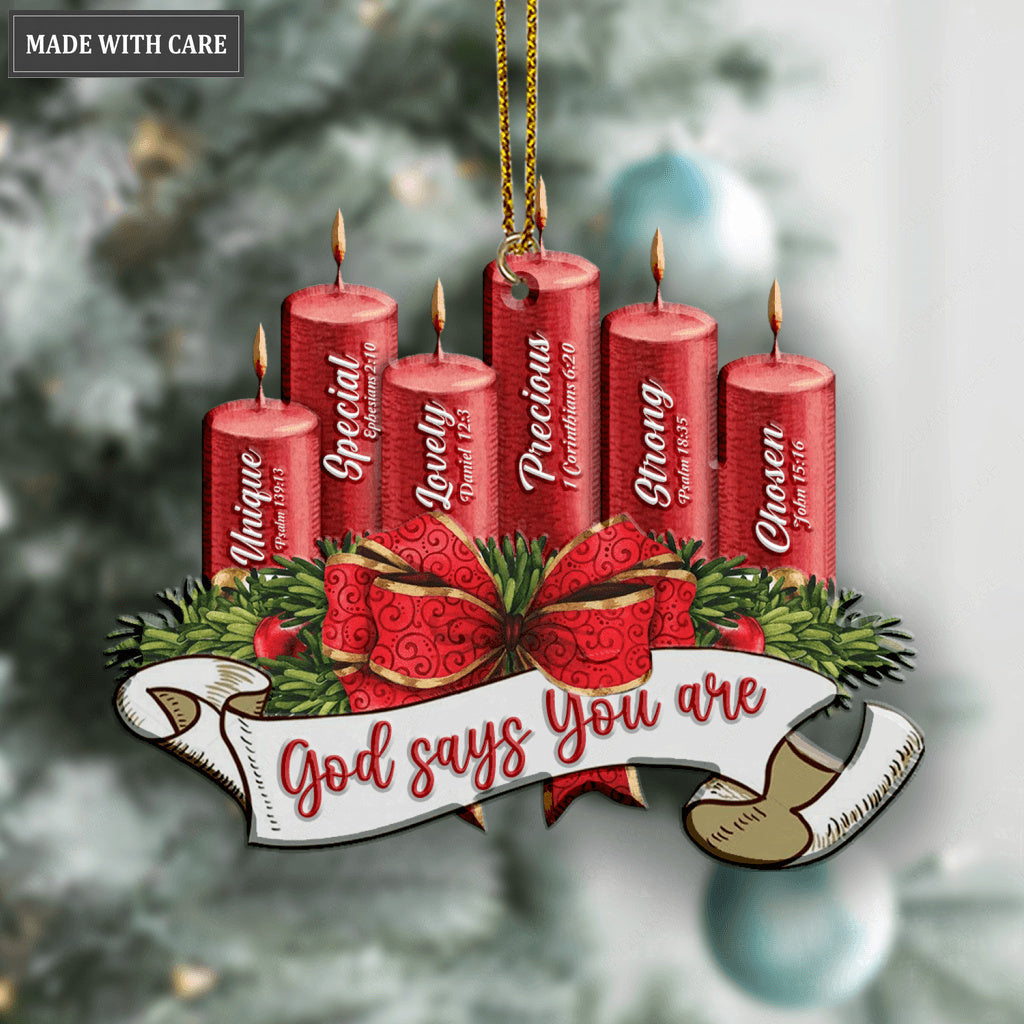 Christmas Ribbon Candles God Says You Are Ornament