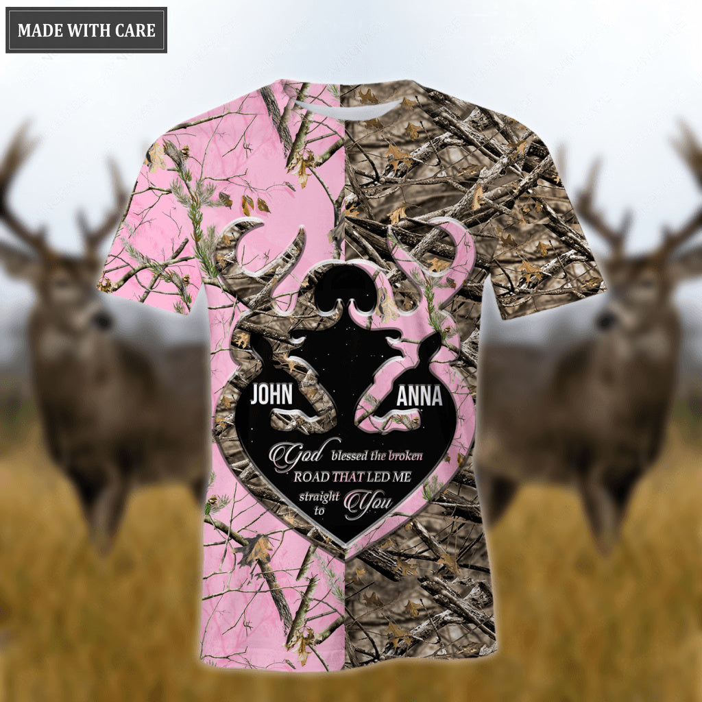 Personalized Buck And Doe Heart God Blessed Zipper Hoodie