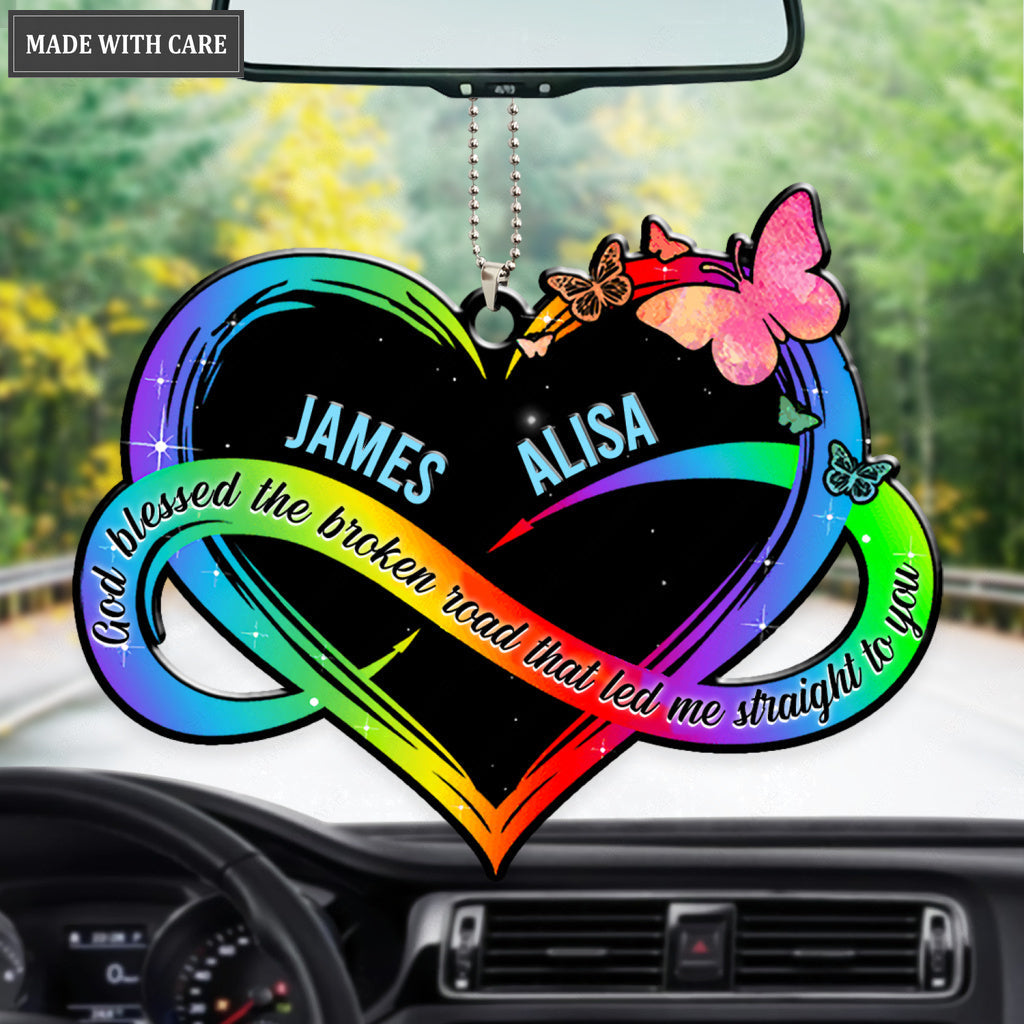 Colorful Infinity God Blessed Personalized Couple Heart Ornament