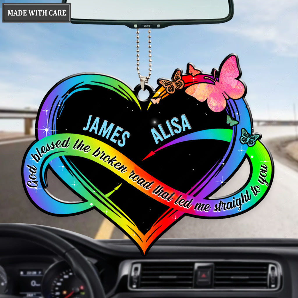 Colorful Infinity God Blessed Personalized Couple Heart Ornament