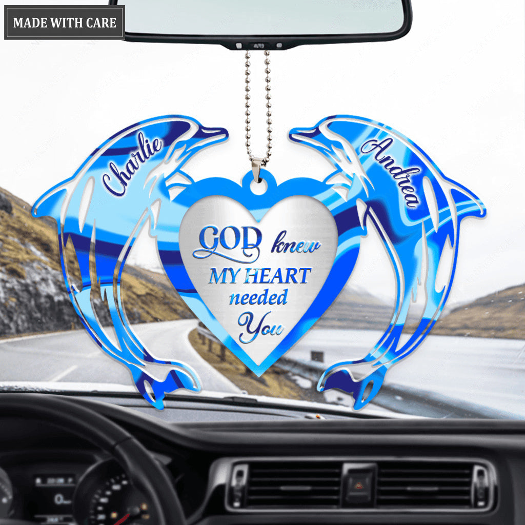 Personalized Dolphin Couple God Knew My Heart Ornament