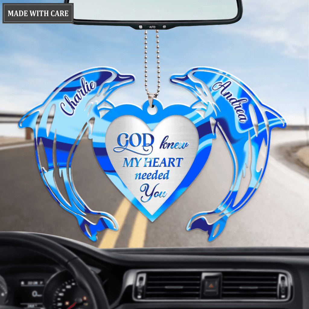 Personalized Dolphin Couple God Knew My Heart Ornament