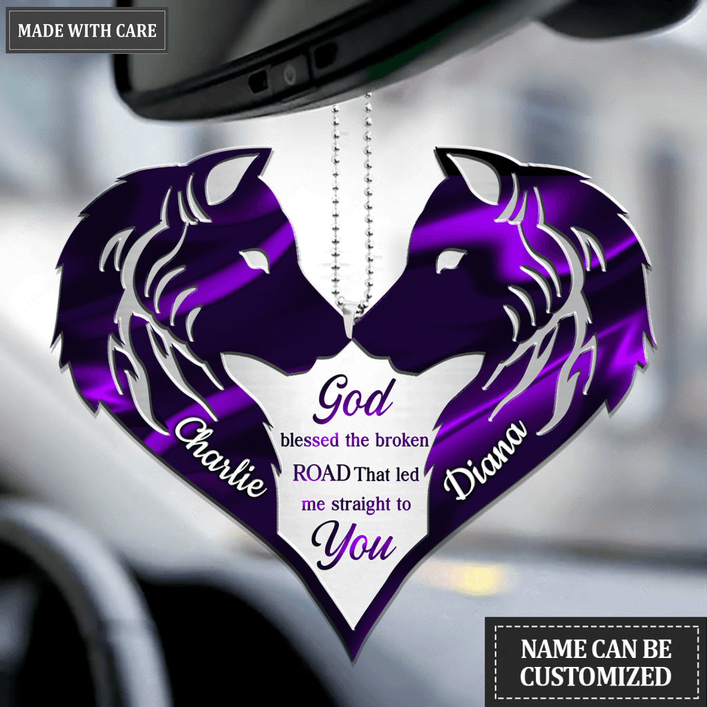 Wolf Couple God Blessed Personalized Ornament