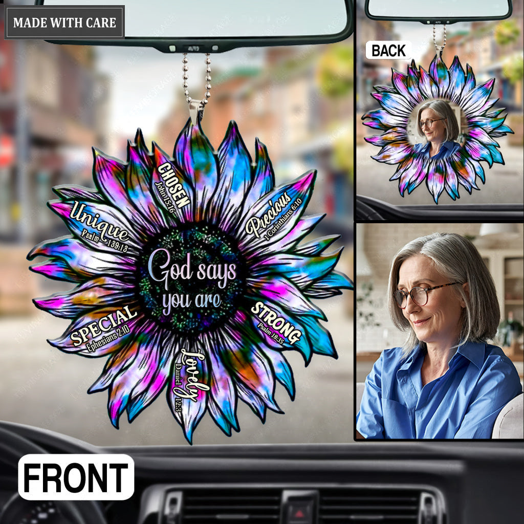 Personalized Silhouette Of Sunflower God Says You Are Two Sided Ornament