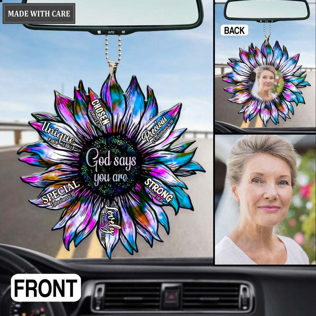 Personalized Silhouette Of Sunflower God Says You Are Two Sided Ornament