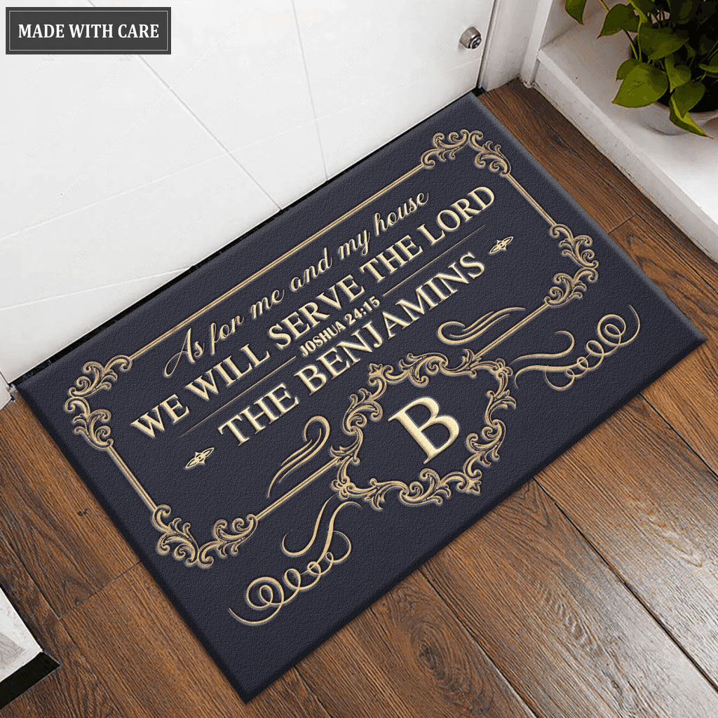 Frame With Decor Elements Vintage Style Serve The Lord Personalized Doormat