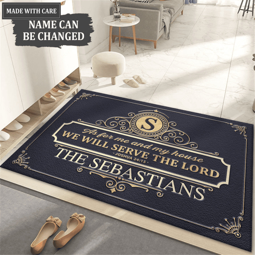 Luxury Elegant Frame Serve The Lord Personalized Doormat