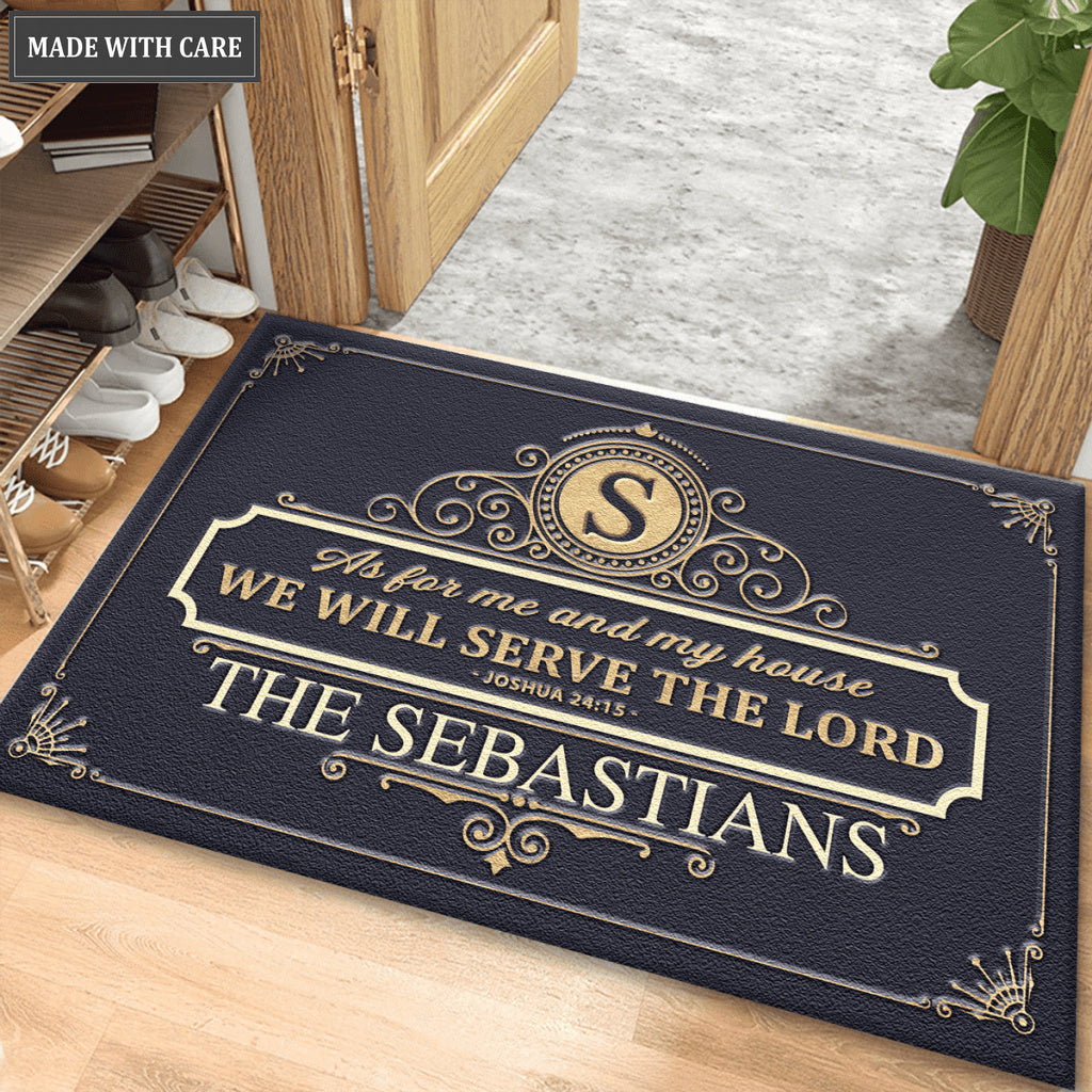 Luxury Elegant Frame Serve The Lord Personalized Doormat