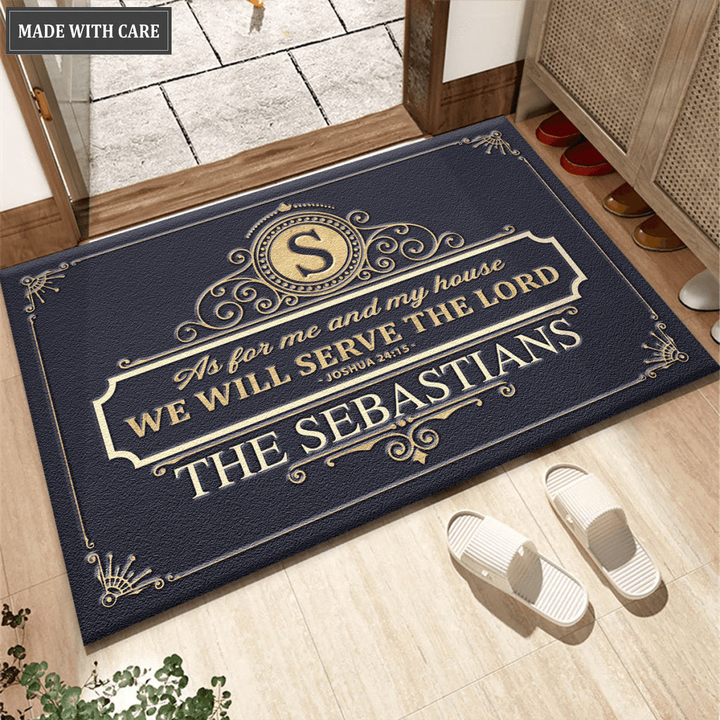 Luxury Elegant Frame Serve The Lord Personalized Doormat