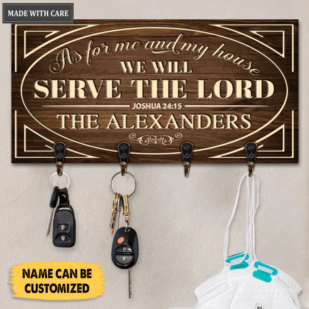 Personalized Family Serve The Lord Key Hanger