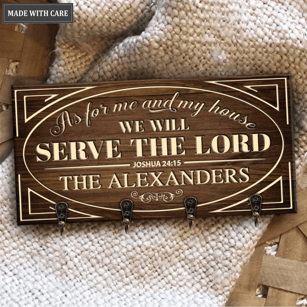 Personalized Family Serve The Lord Key Hanger