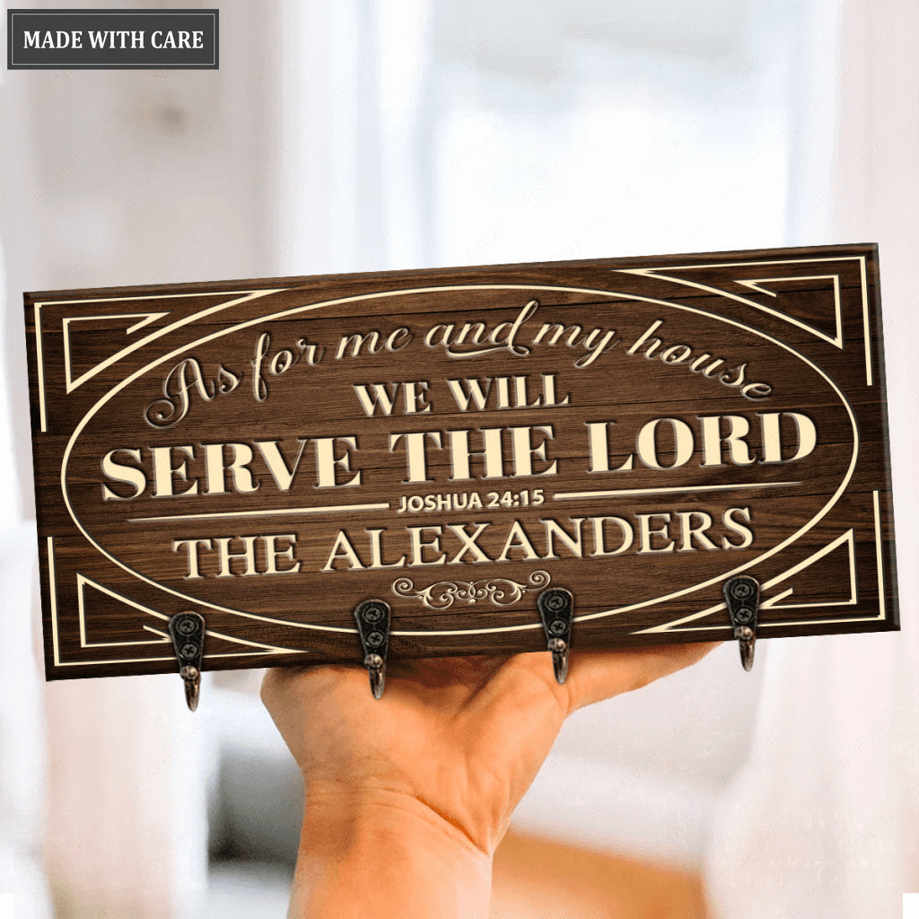 Personalized Family Serve The Lord Key Hanger
