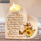 Sunflower Butterfly Cross Surrounded By Your Glory Candle Holder