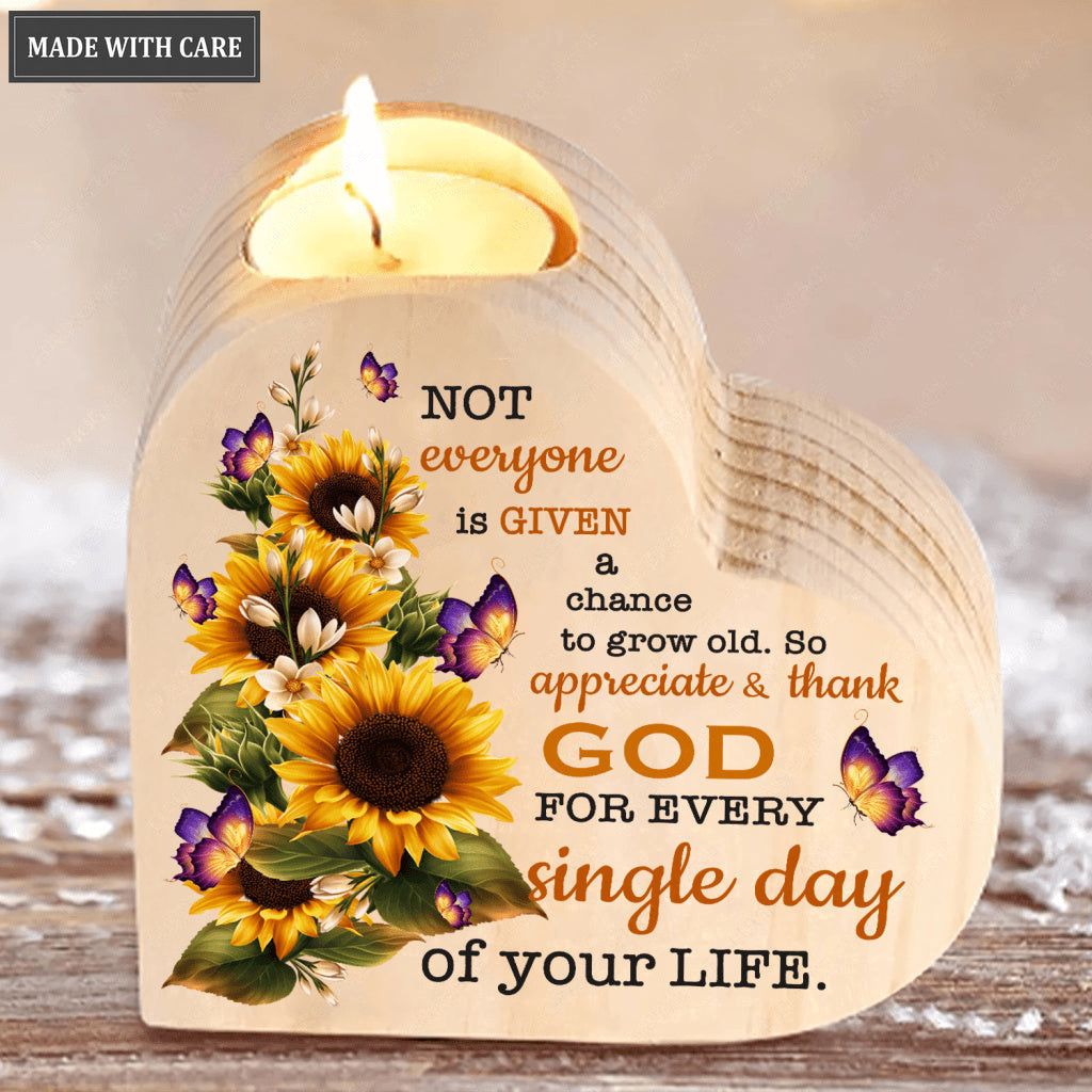 Sunflower Butterfly Thank God Every Day Candle Holder