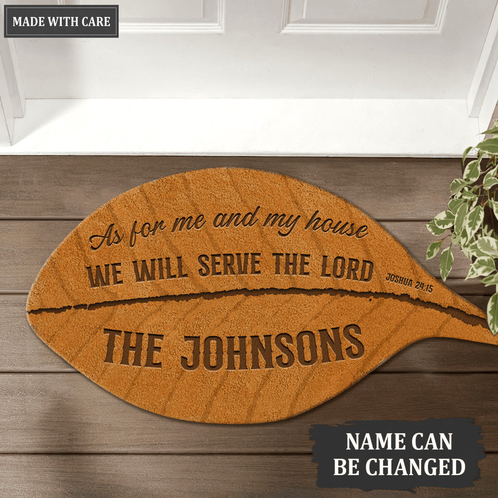 Leaf Shape Serve The Lord Personalized Doormat