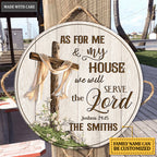 Personalized Rugged Cross Serve The Lord Circle Sign