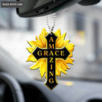 Yellow Sunflower Grace Cross Ornament