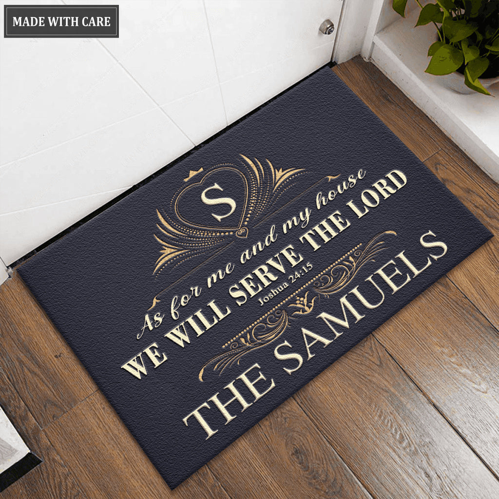 Decorative Floral Pattern Serve The Lord Personalized Doormat