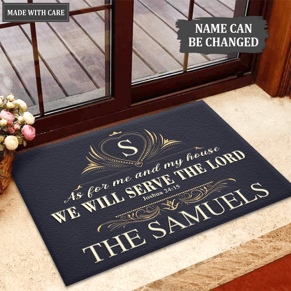 Decorative Floral Pattern Serve The Lord Personalized Doormat