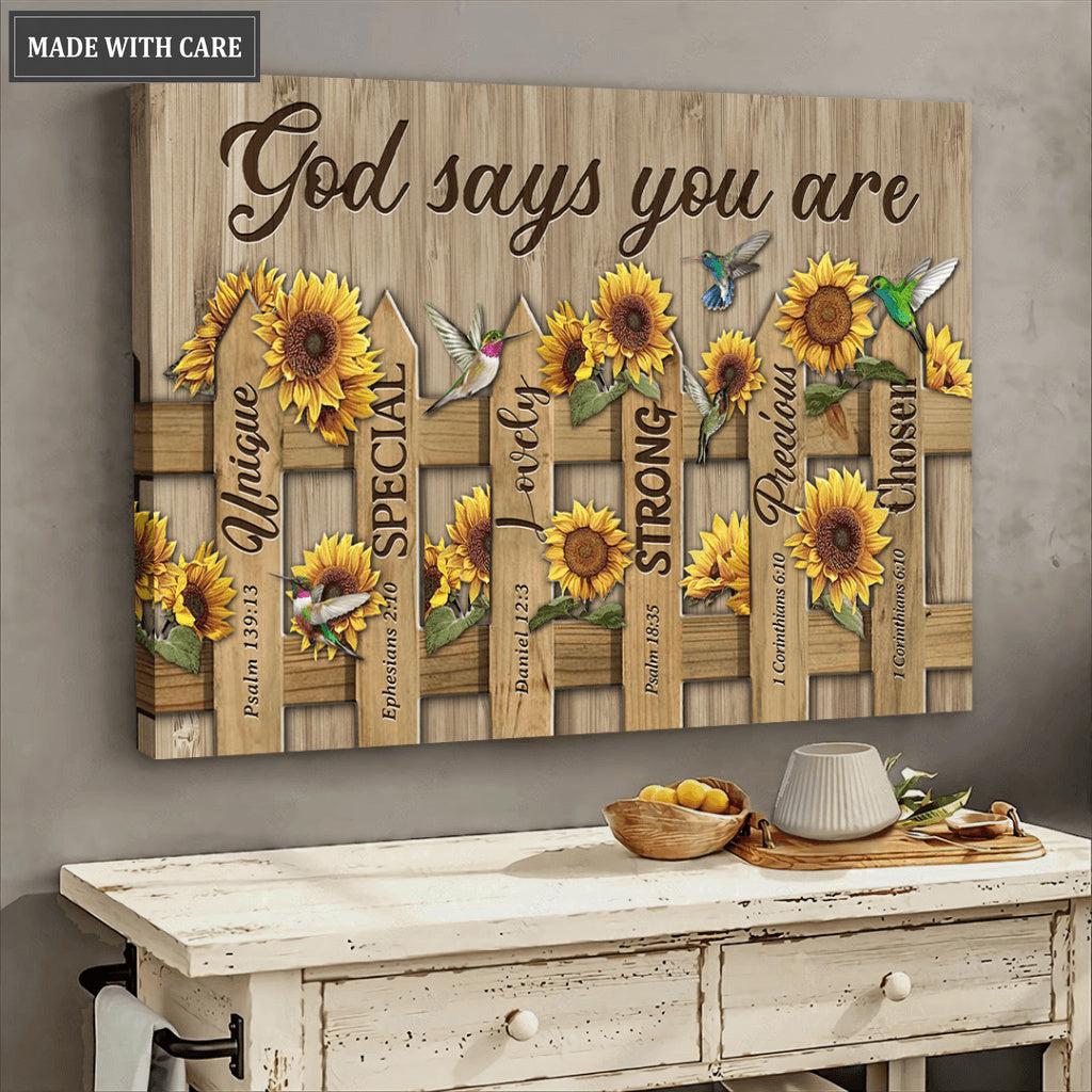 Sunflower Fence God Says You Are Wall Art