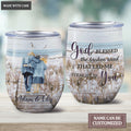 Personalized Flowers Field God Blessed The Broken Road Wine Tumbler