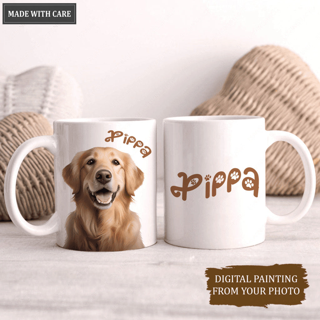 Masterpiece Pet Mug From Photo - Digital Painting Pet Portrait Personalized Custom Mug