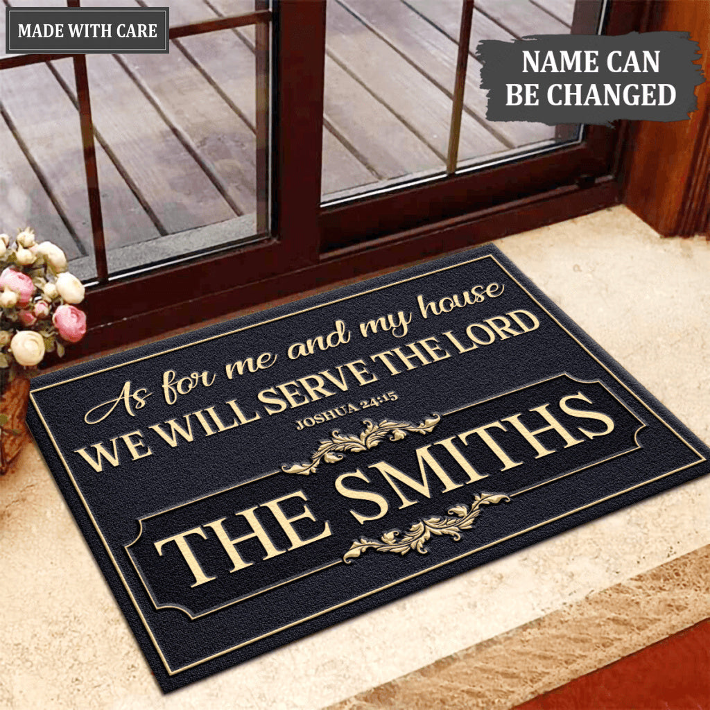 Printfamily L207 Vintage Monogram Collection As For My House Personalized Doormat