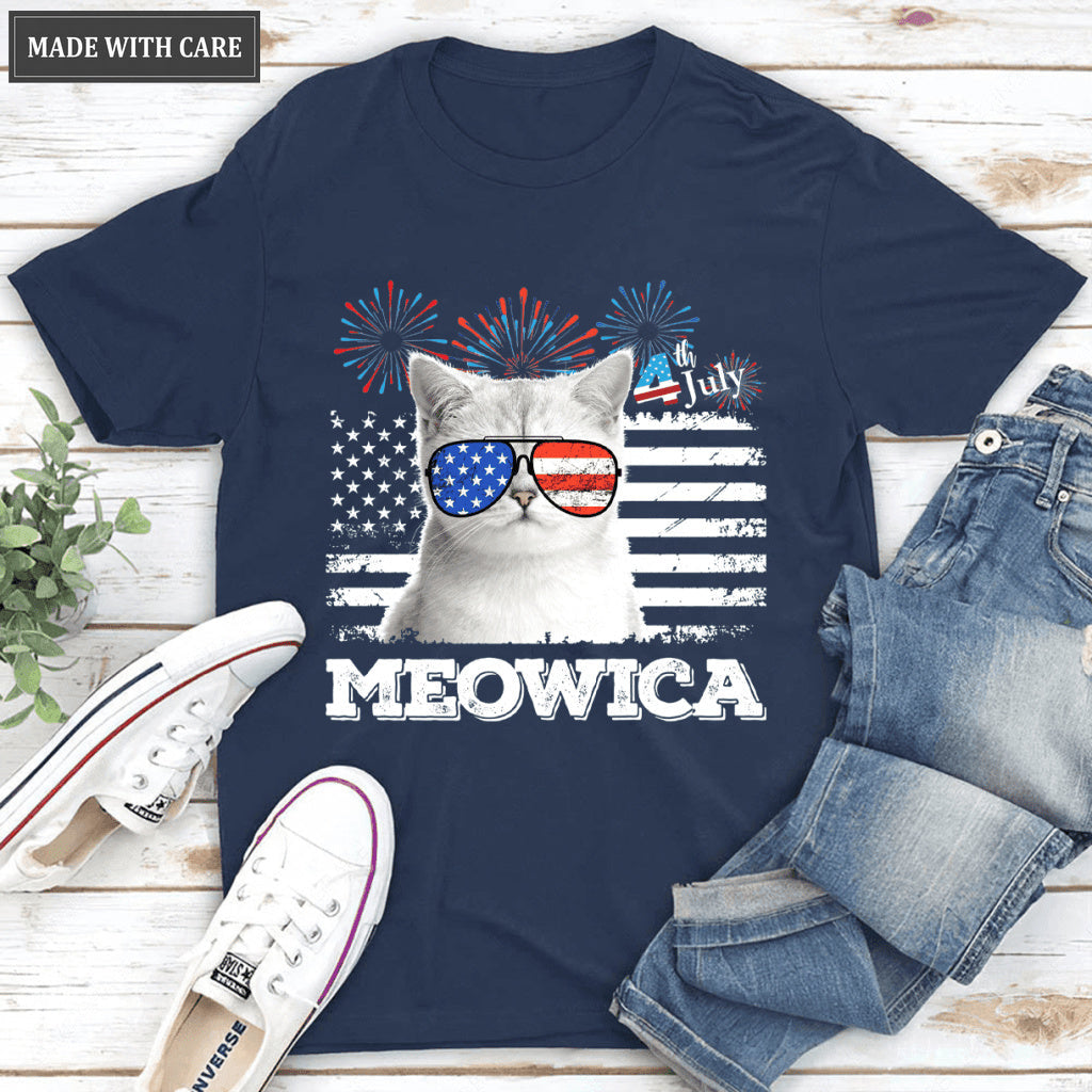 Retro Meowica Cat - Personalized Custom Unisex T-Shirt